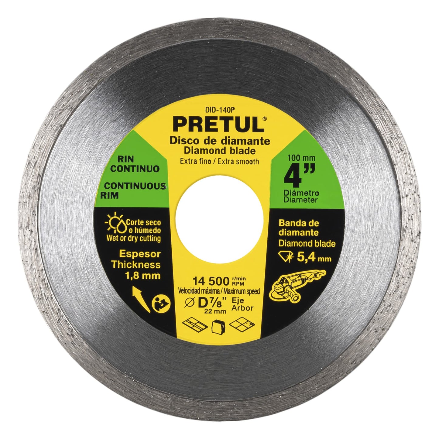 DISCO CORTE RIN CONTINUO ACABADO FINO 4 " PRETUL (21001) D-802C-P