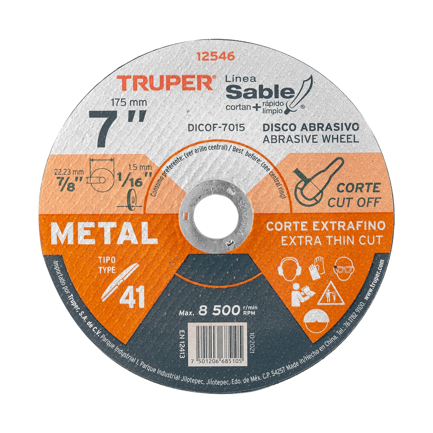 DISCO CORTE METAL EXTRAFINO TRUPER 7" (12546) DICOF-7015