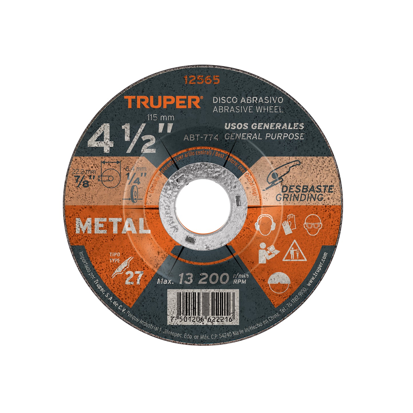 DISCO CORTE METAL TRUPER ALTO RENDIMIENTO 4 1/2" (12565) ABT-774 NO