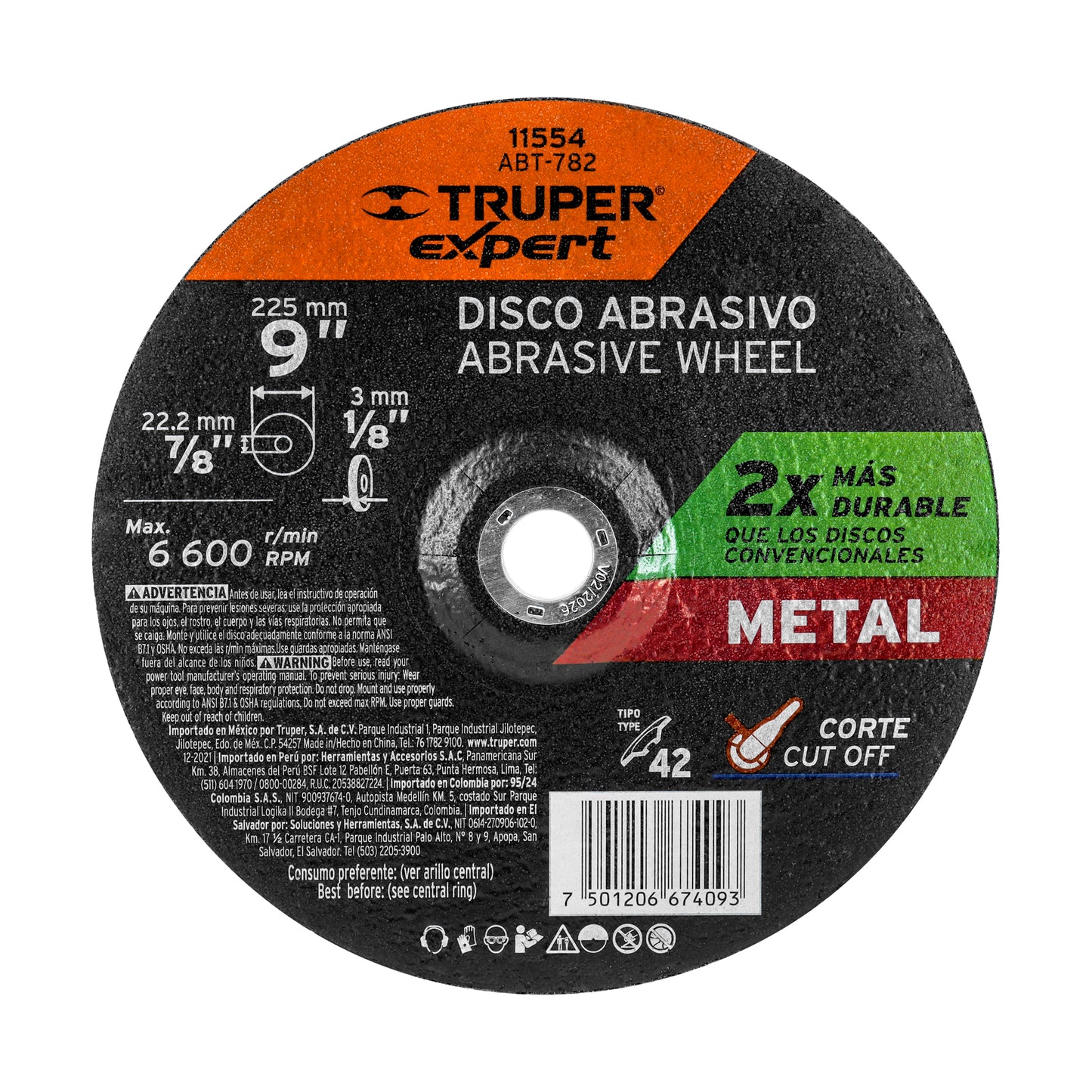 DISCO CORTE METAL TRUPER ALTO RENDIMIENTO 9" (11554) ABT-782