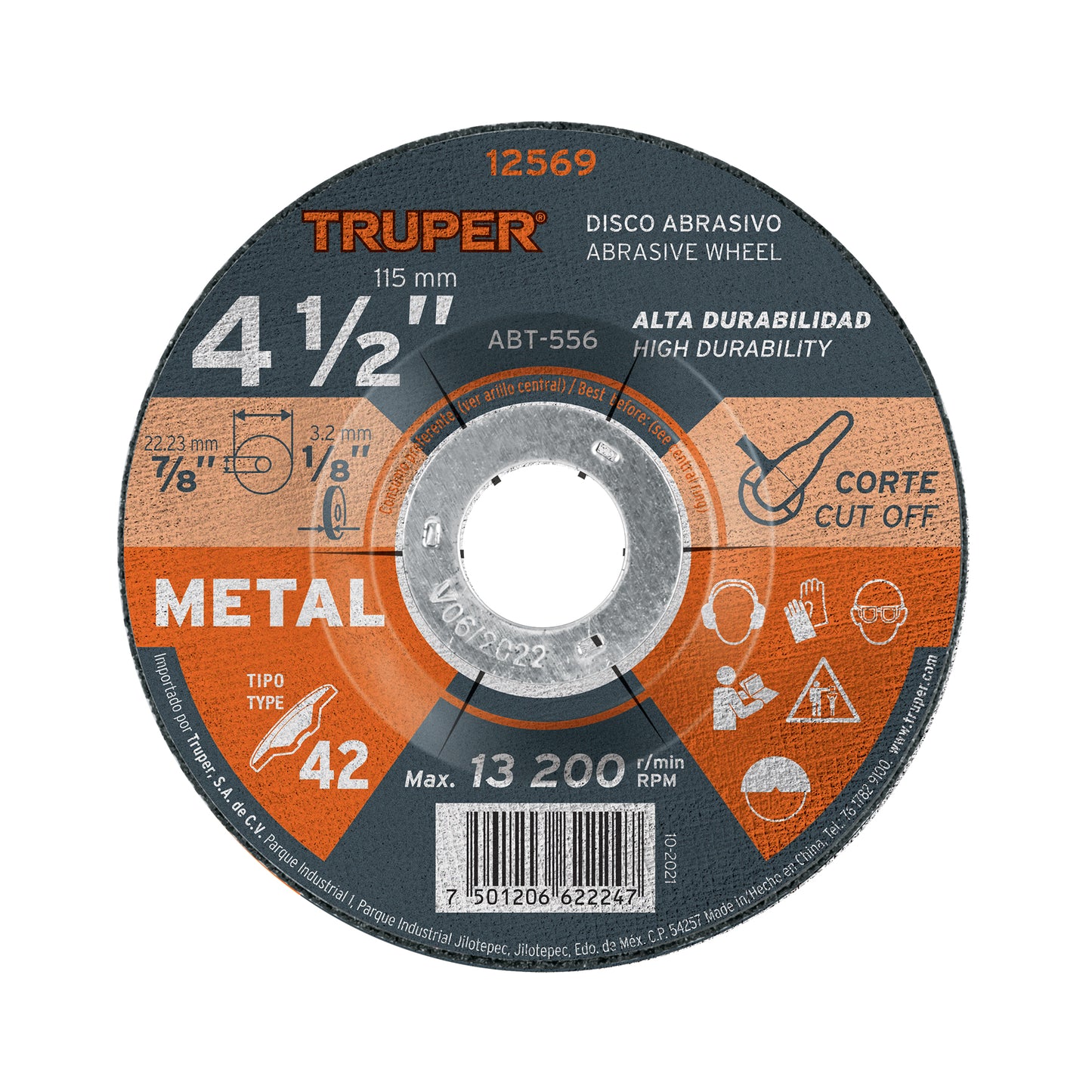 DISCO CORTE METAL TRUPER ALTO RENDIMIENTO 4 1/2" (12569) ABT-556 SI