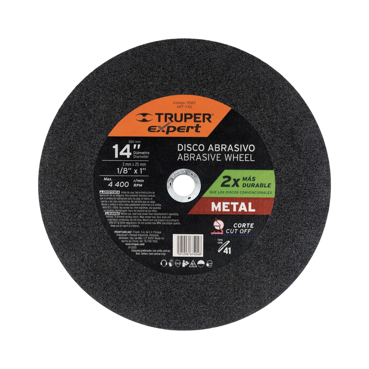 DISCO CORTE METAL TRUPER ALTO RENDIMIENTO 14" (11567) ABT-742