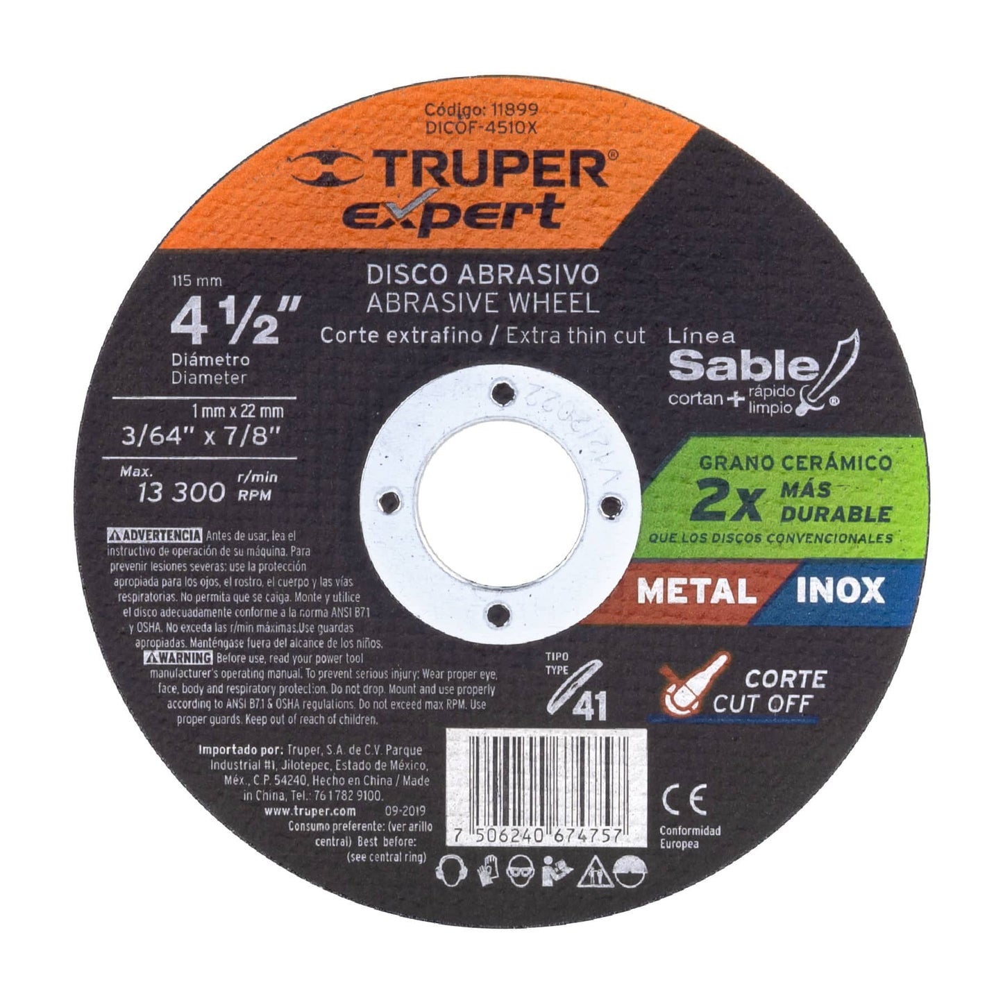 DISCO CORTE METAL TRUPER EXPERT 4 1/2" (11899) DICOF-4510X