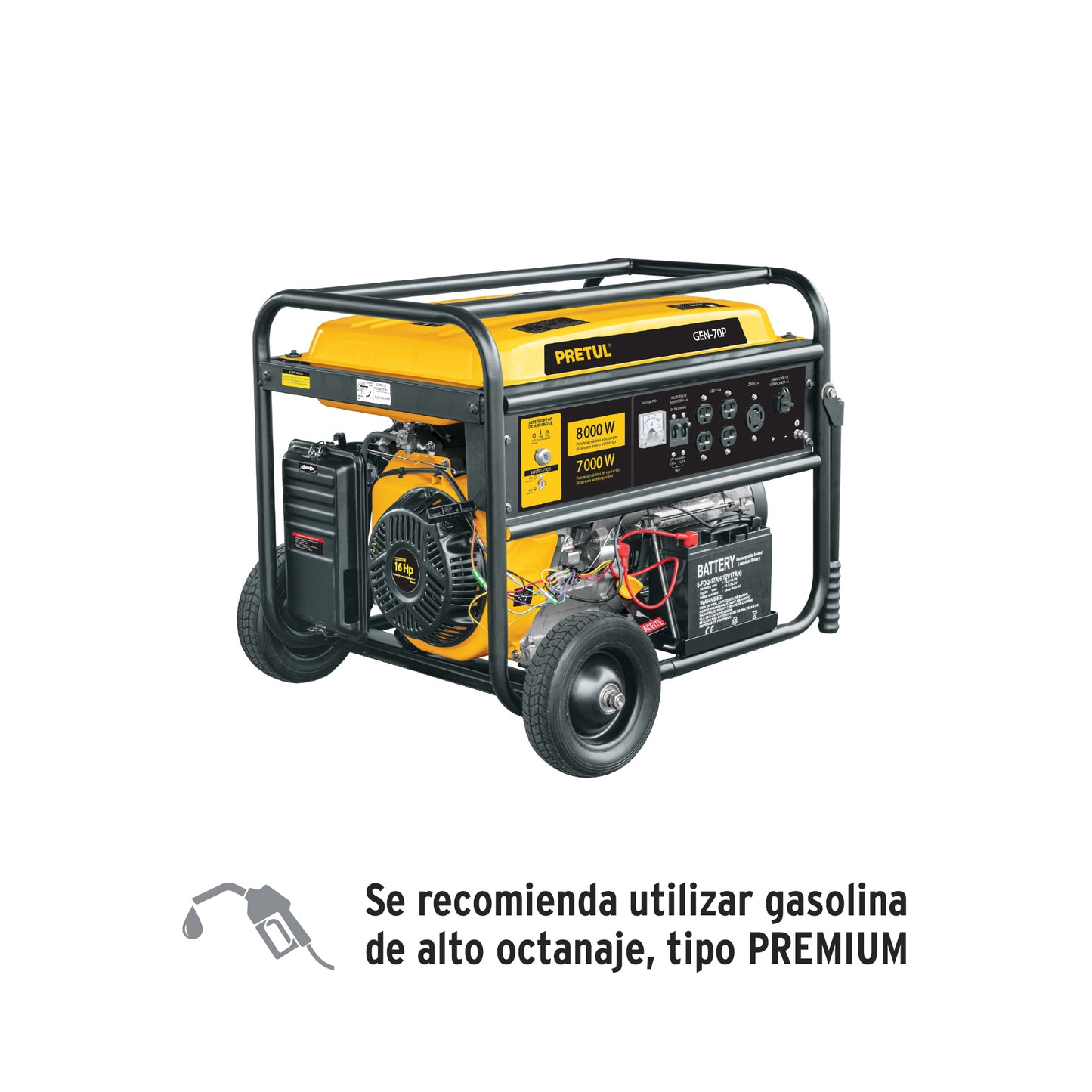 GENERADOR PORTATIL 7000 W MOTOR GASOLINA PRETUL (26036) GEN-70P