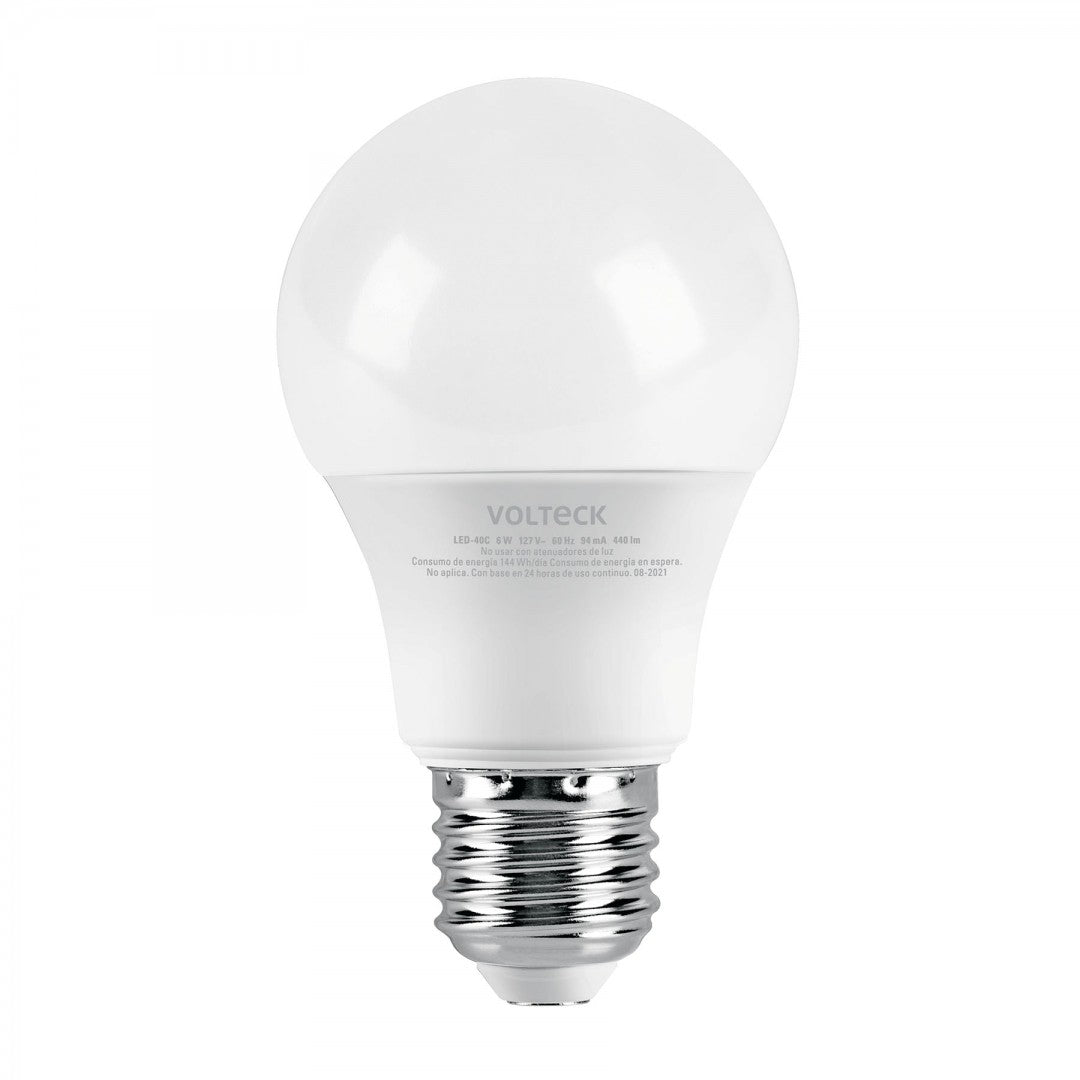 LAMPARA LED A19 6 WATTS LUZ CALIDA VOLTECK (46857) LED-40C
