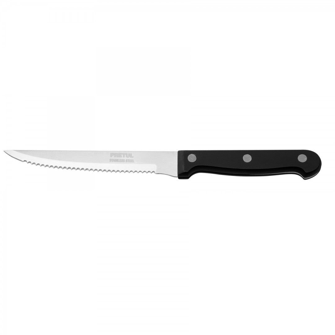 CUCHILLO PARA ASADO CON SIERRA MANGO PLASTICO 5 PULG PRETUL (23092) CUCH-P52