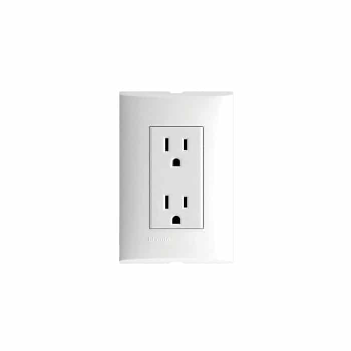 PLACA BLANCA FORZA BTICINO C/TOMACORRIENTE DUPLEX 2P ATERRIZADA FZA68SS
