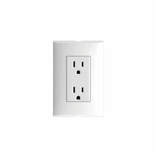 PLACA BLANCA FORZA BTICINO C/TOMACORRIENTE DUPLEX 2P ATERRIZADA FZA68SS
