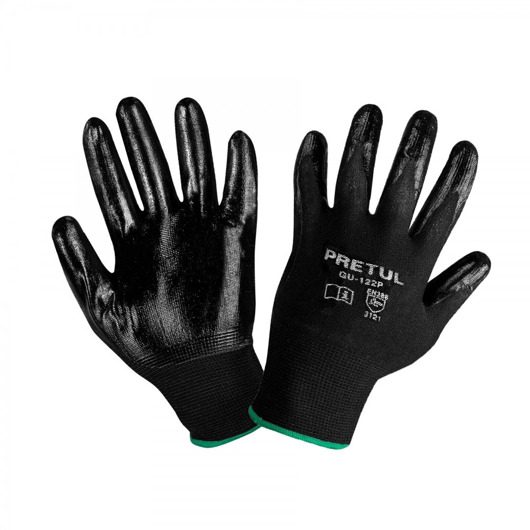 GUANTES DE NYLON RECUBIERTO DE NITRILO MEDIANO PRETUL (20027) GU-122P