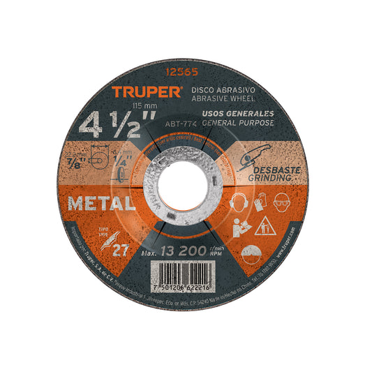 DISCO CORTE METAL TRUPER ALTO RENDIMIENTO 4 1/2" (12565) ABT-774 NO