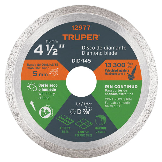 DISCO CORTE RIN CONTINUO TRUPER USOS GENERALES 4 1/2" (12977) DID-145