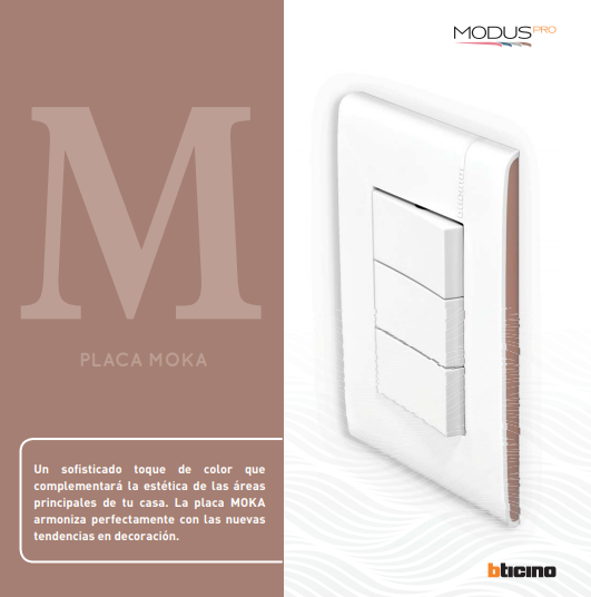 PLACA MODUS PRO BLANCA/MOKA 3V + 3 APAGADORES MODUS PRO BLANCO