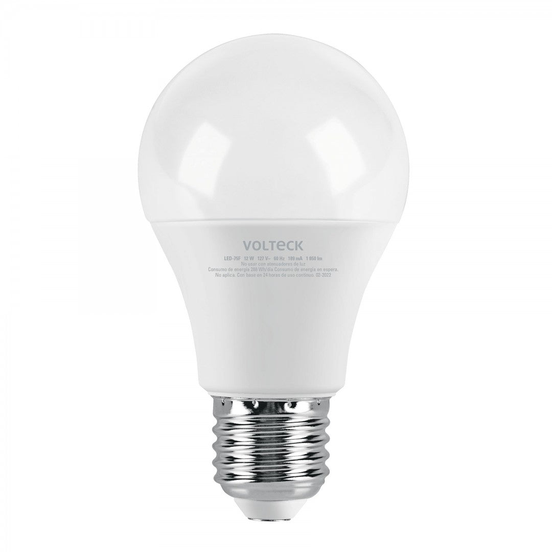 LAMPARA LED A19 12W E27 110-220V LUZ DE DIA VOLTECK (46860) LED-75F