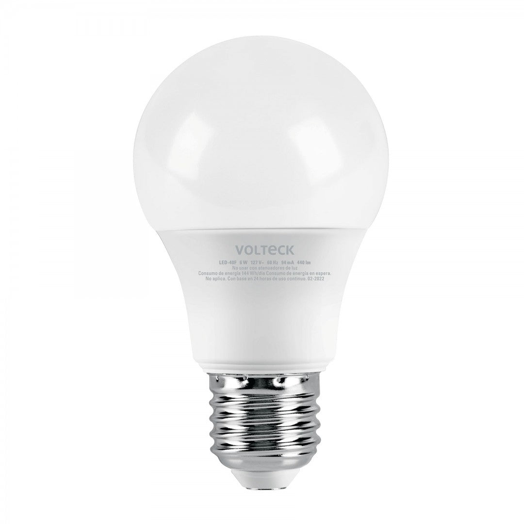 LAMPARA LED A19 6W E27 110-220V LUZ DE DIA VOLTECK (46856) LED-40F