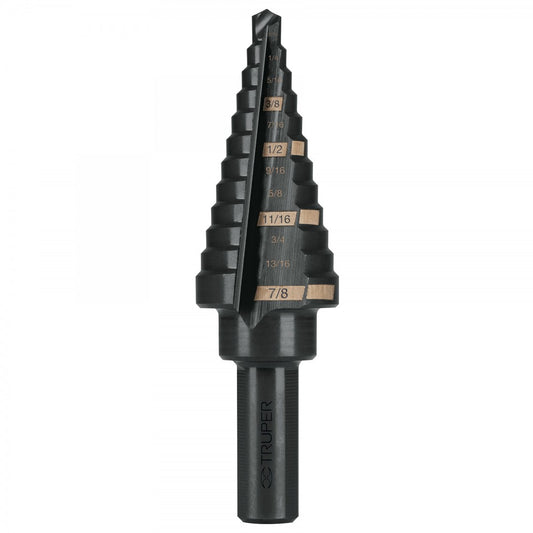 BROCA ESCALONADA OXIDO NEGRO 12 ESCALONES 3/16 A 7/8 TRUPER (12125) BES-12