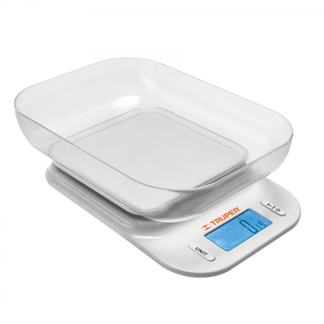 BÁSCULA DIGITAL CON TAZÓN PARA COCINA 5KG TRUPER (102421) BASE-5T