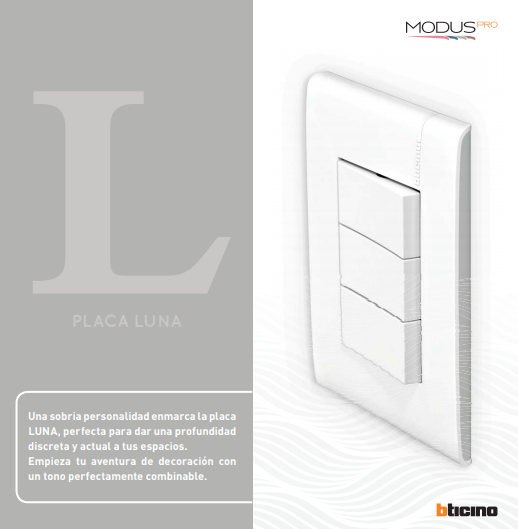 PLACA MODUS PRO BLANCA/LUNA 3V + 3 APAGADORES MODUS PRO BLANCO