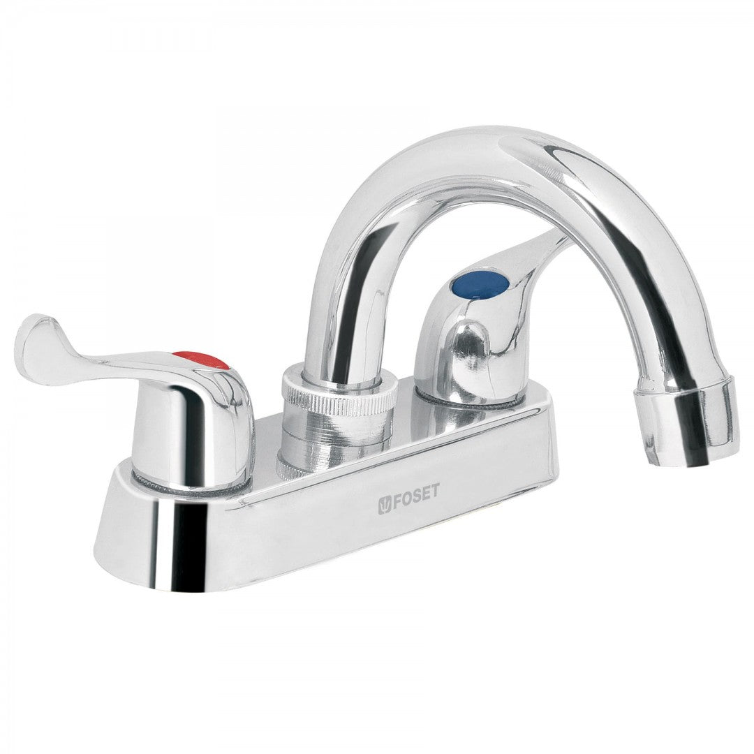 MEZCLADORA 4" P/LAVABO MANERAL METALICO CUELLO CURVO FOSET (49279) M-050P